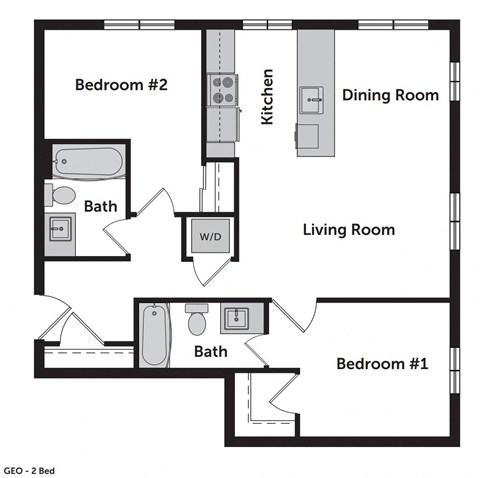 GEO Apartments 2 Bed Floor Plan